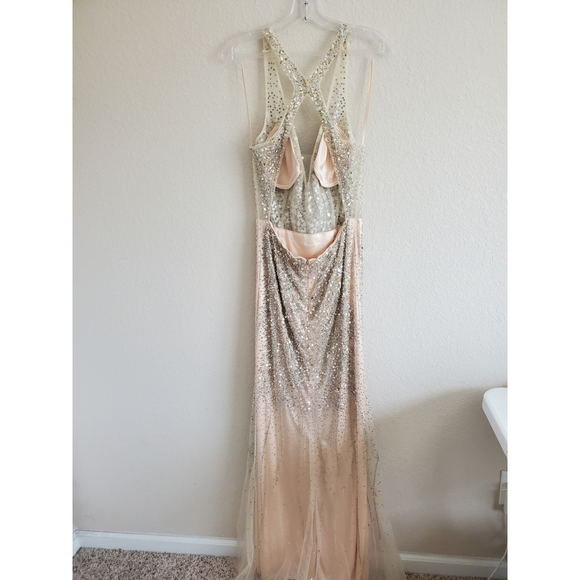 Rhinestone beaded mesh gown - Picture 7 of 15